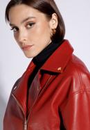 Women's oversize faux leather biker jacket, dar red, 95-9P-102-1G-L, Photo 5
