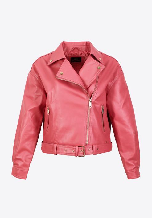 Women's oversize faux leather biker jacket, pink, 97-9P-104-P-L, Photo 20