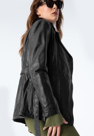 Women's leather biker jacket, dark brown, 97-09-803-4-S, Photo 1