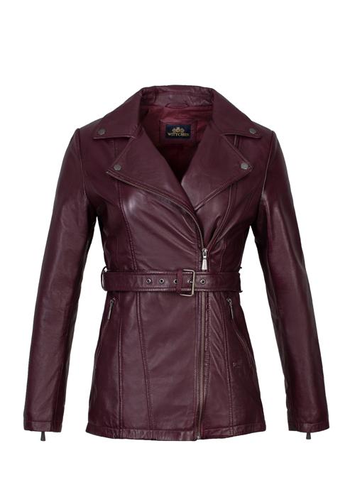 Women's leather biker jacket, burgundy, 97-09-803-3-M, Photo 30