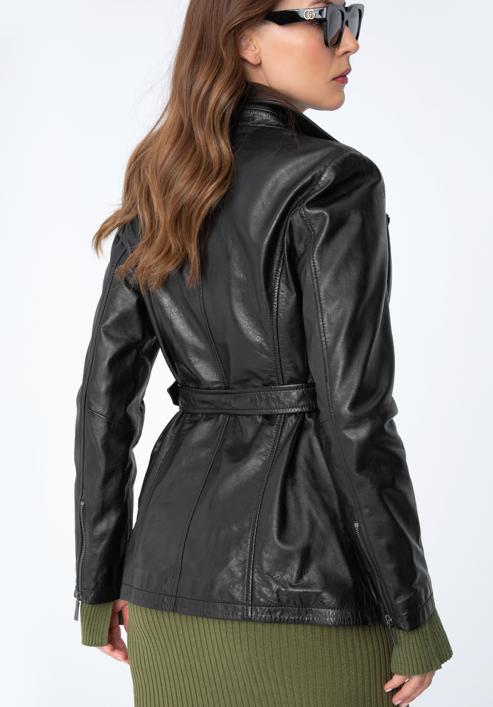 Women's leather biker jacket, dark brown, 97-09-803-3-S, Photo 5