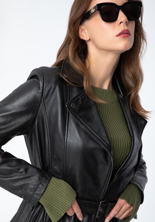 Women's leather biker jacket, dark brown, 97-09-803-D3-2XL, Photo 7