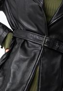 Damska kurtka skórzana z paskiem, ciemny brąz, 97-09-803-D3-M, Zdjęcie 8