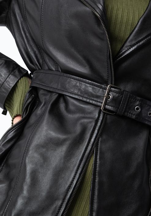 Women's leather biker jacket, dark brown, 97-09-803-4-M, Photo 8