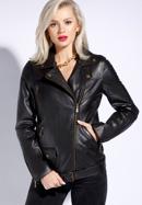 Women's leather biker jacket, ebony, 96-09-804-1-M, Photo 1