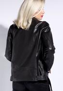 Women's leather biker jacket, ebony, 96-09-804-1-L, Photo 3