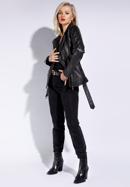 Women's leather biker jacket, ebony, 96-09-804-1-M, Photo 4