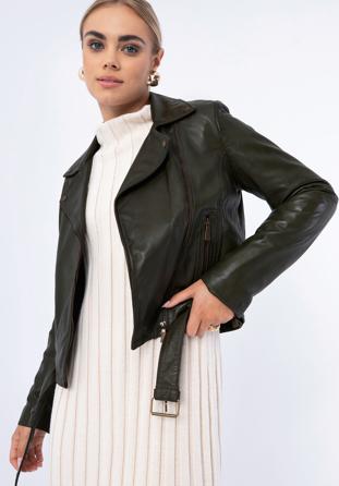 Women's leather biker jacket
