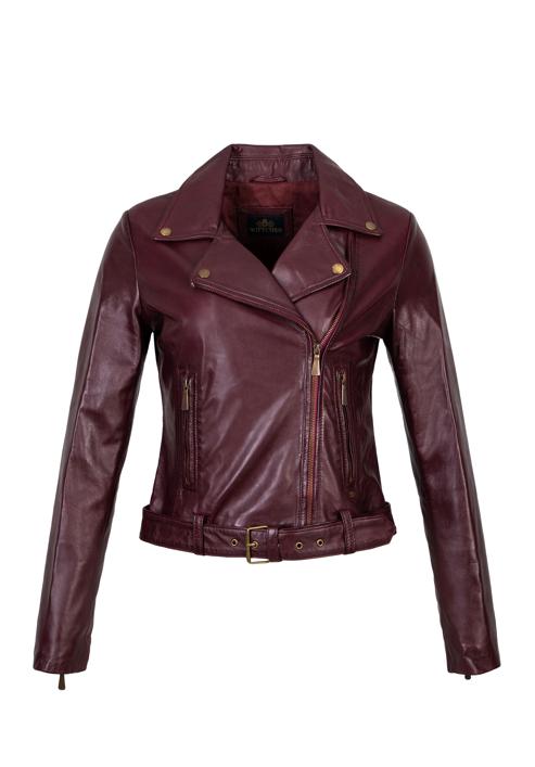 Women's leather biker jacket, burgundy, 97-09-805-4-M, Photo 20