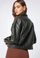 Women's oversize faux leather biker jacket, green, 97-9P-104-P-XL, Photo 3