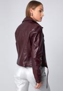 Women's leather biker jacket, burgundy, 97-09-805-4-XL, Photo 4