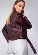 Women's leather biker jacket, burgundy, 97-09-805-4-M, Photo 5