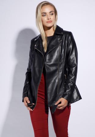 Women's faux leather biker jacket, black, 95-9P-105-1-2XL, Photo 1