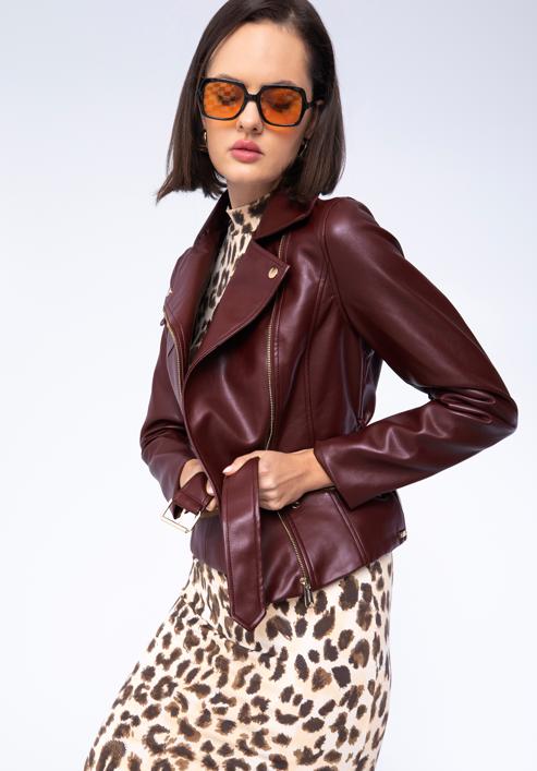 Women's faux leather biker jacket, cherry, 97-9P-103-4-M, Photo 16