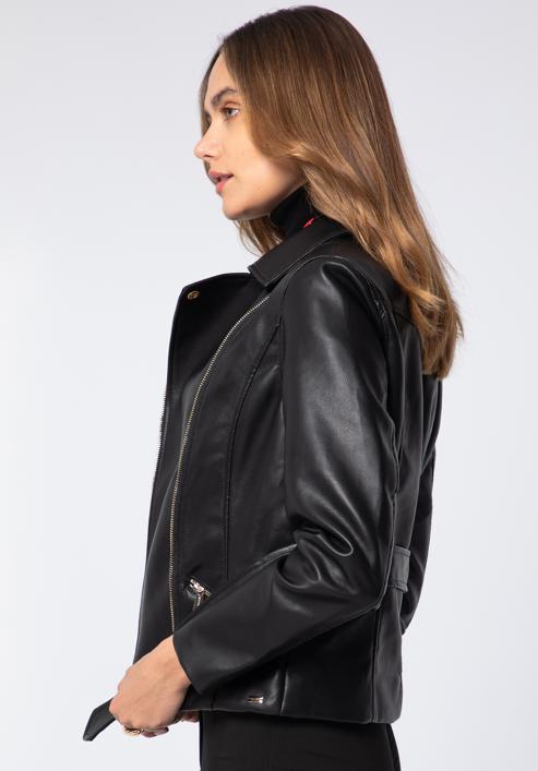 Women's faux leather biker jacket, black, 97-9P-103-4-XL, Photo 2