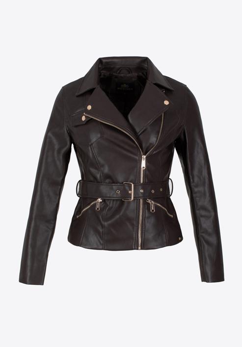 Women's faux leather biker jacket, dark brown, 97-9P-103-4-M, Photo 20
