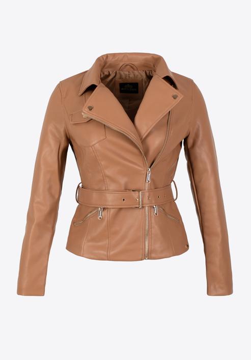 Women's faux leather biker jacket, brown, 97-9P-103-3-L, Photo 20
