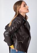 Women's faux leather biker jacket, dark brown, 97-9P-103-3-L, Photo 3