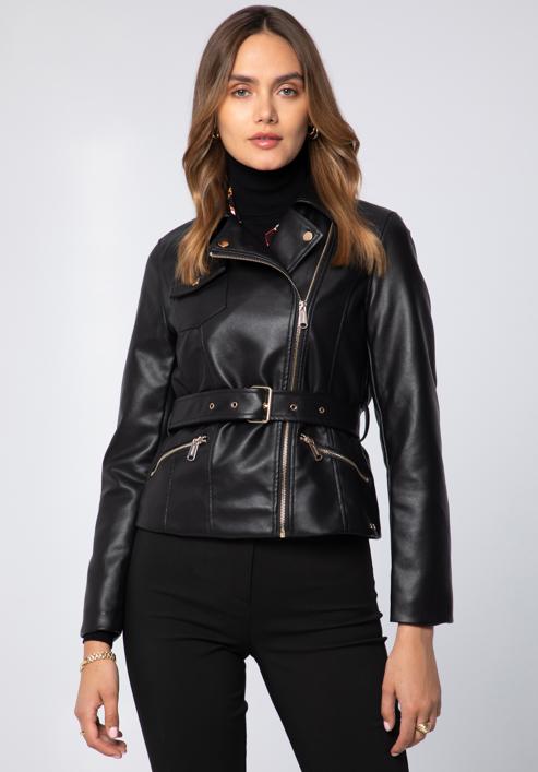 Women's faux leather biker jacket, black, 97-9P-103-1-XL, Photo 4