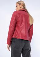 Women's faux leather biker jacket with quilted panel, pink, 97-9P-102-3-XL, Photo 18