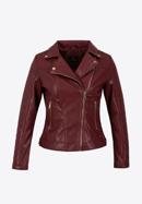 Women's faux leather biker jacket with quilted panel, cherry, 97-9P-102-3-XL, Photo 30