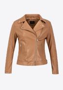 Women's faux leather biker jacket with quilted panel, brown, 97-9P-102-5-L, Photo 5