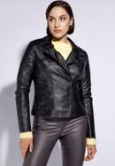 Women's faux leather biker jacket, black, 95-9P-100-Z-M, Photo 1