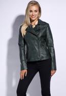 Women's faux leather biker jacket, dark green, 95-9P-100-Z-M, Photo 2