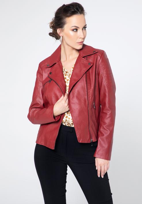 Women's faux leather biker jacket, red, 95-9P-100-Z-M, Photo 3