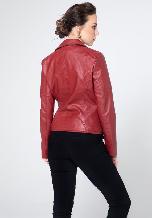 Women's faux leather biker jacket, red, 95-9P-100-Z-M, Photo 4