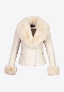 Women's faux leather jacket with faux fur detail, cream, 97-9P-107-0-XL, Photo 20