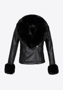 Women's faux leather jacket with faux fur detail, black, 97-9P-107-1-2XL, Photo 20