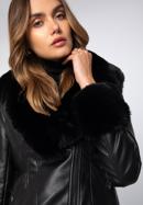 Women's faux leather jacket with faux fur detail, black, 97-9P-107-0-XL, Photo 6