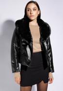 Women's biker jacket with faux fur collar, black, 95-9P-108-1-S, Photo 3