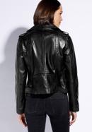 Women's leather belted biker jacket, black, 96-09-801-5-S, Photo 3