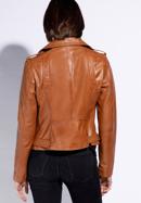 Women's leather belted biker jacket, brown, 96-09-801-1-M, Photo 3