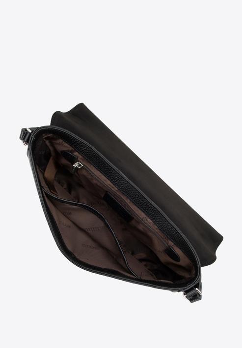 Damska saddle bag z groszkowanej skóry, czarno-srebrny, 29-4E-022-1G, Zdjęcie 3