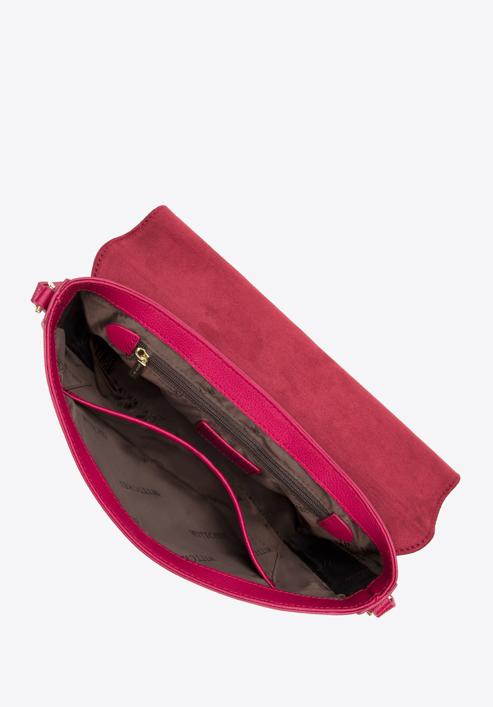 Damska saddle bag z groszkowanej skóry prosta, różowy, 29-4E-024-P, Zdjęcie 3