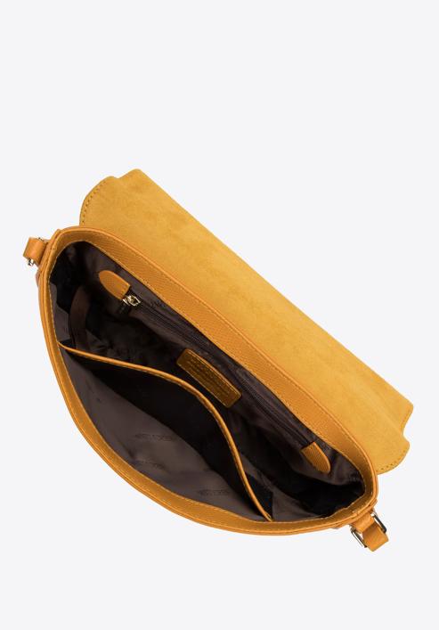 Damska saddle bag ze skóry o fakturze lizard, żółty, 29-4E-023-1, Zdjęcie 3