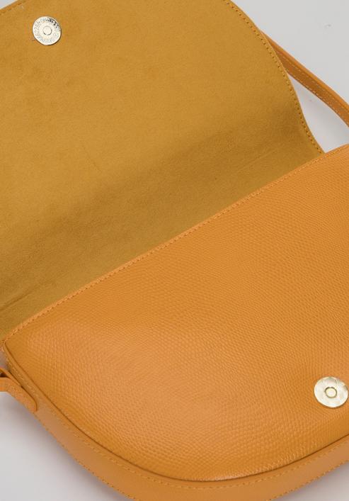 Damska saddle bag ze skóry o fakturze lizard, żółty, 29-4E-023-1, Zdjęcie 4