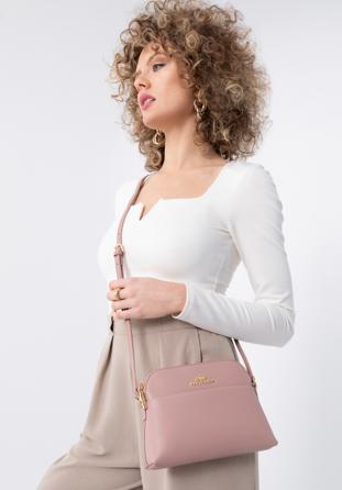 Damska saddle bag ze skóry prosta, różowy, 29-4E-021-1, Zdjęcie 1