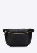 Women's monogram leather waist bag, black, 98-3E-600-1, Photo 1