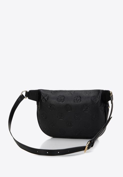 Women's monogram leather waist bag, black, 98-3E-600-1, Photo 2