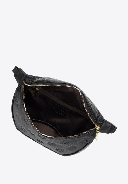Women's monogram leather waist bag, black, 98-3E-600-9, Photo 3