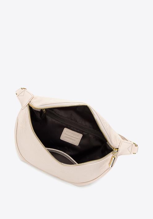 Women's monogram leather waist bag, light beige, 98-3E-600-P, Photo 3