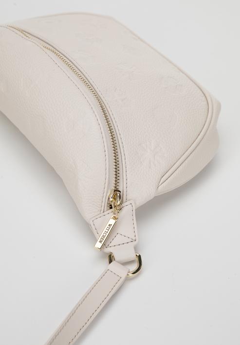 Women's monogram leather waist bag, cream, 98-3E-600-1, Photo 4