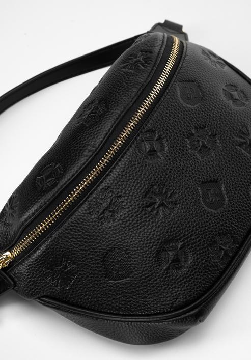 Women's monogram leather waist bag, black, 98-3E-600-1, Photo 4