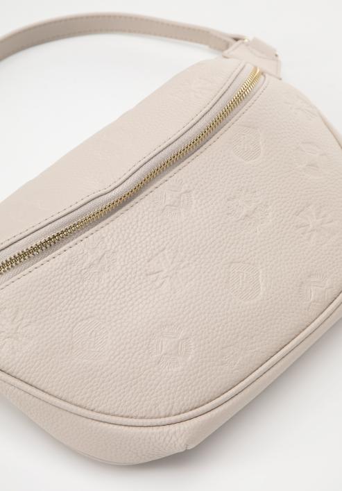 Women's monogram leather waist bag, light beige, 98-3E-600-P, Photo 4