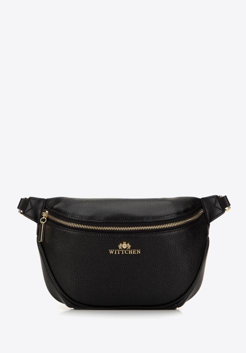 Women's leather waist bag, black-gold, 98-3E-620-9, Photo 1