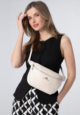 Women's leather waist bag, cream, 98-3E-620-0, Photo 1